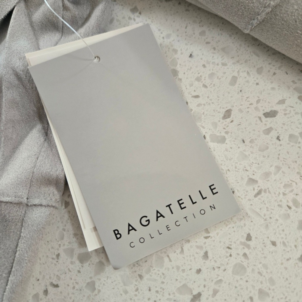 Bagatelle Collection Grey Faux Suede Draped Open Front Jacket Large 66678 - Picture 9 of 11